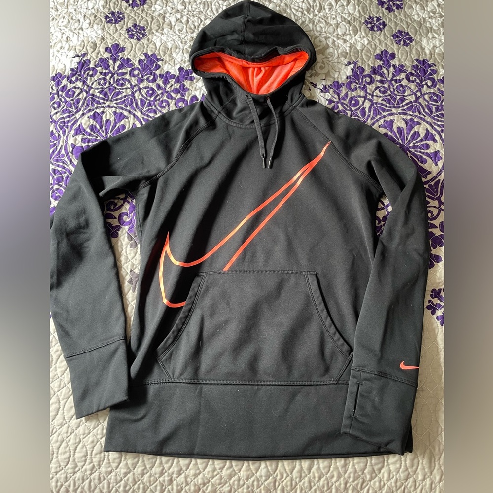 Women’s Nike Medium black and Neon Coral Hooded Sweatshirt